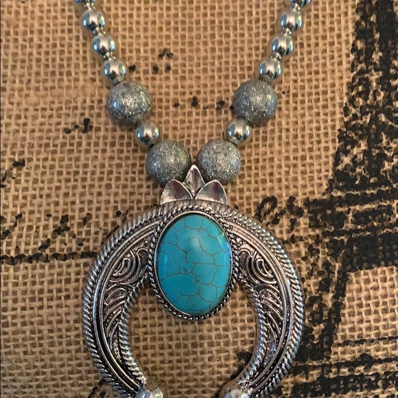 Southwestern Boho Necklace Turquoise & Earrings - Picture 2 of 4